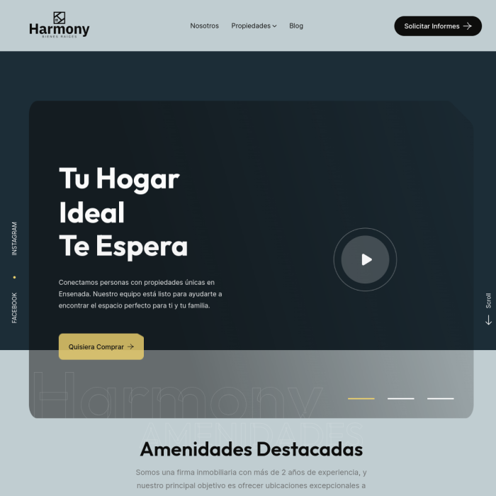 Web de Harmony Bienes Raíces